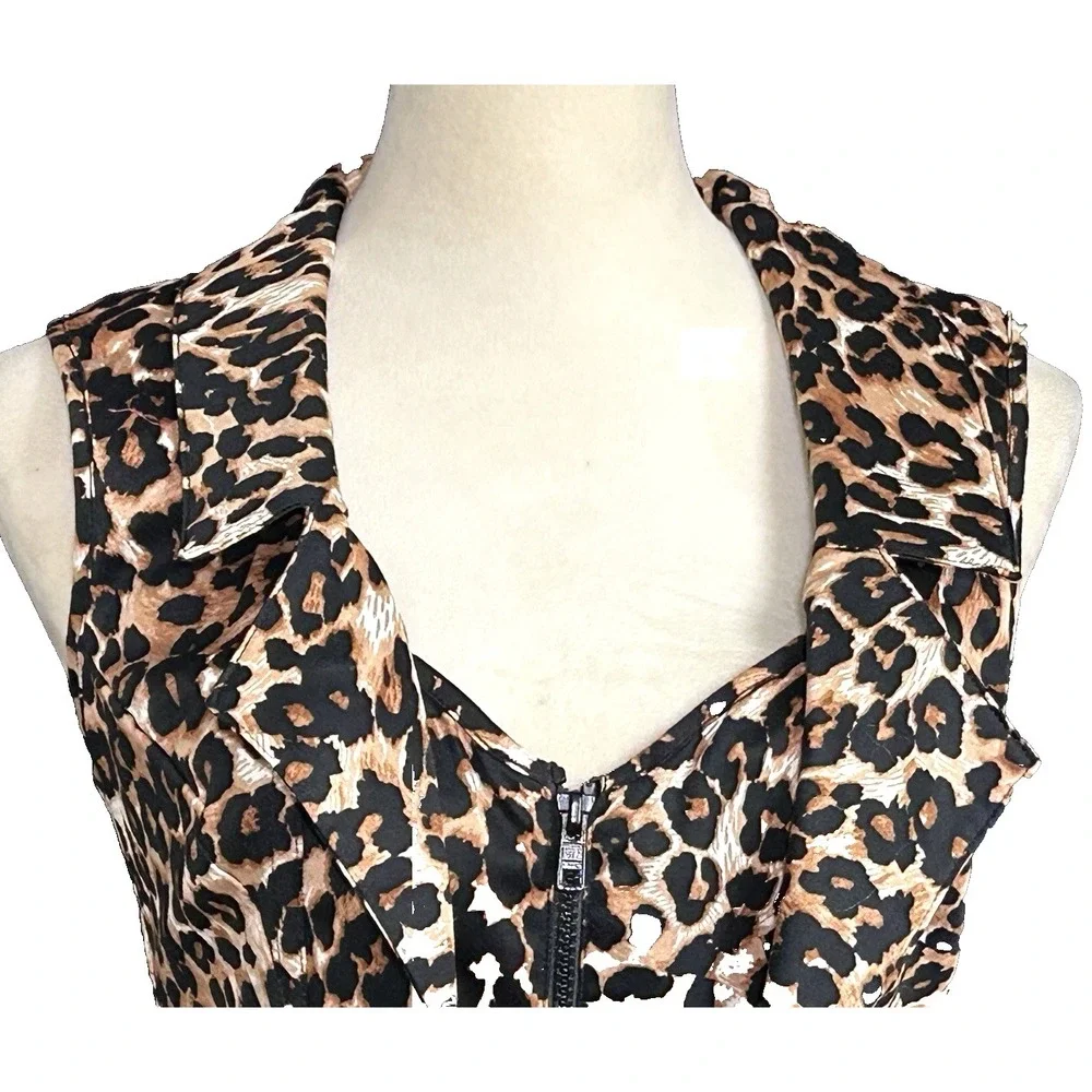 AWESOME Y2K Shirley of Hollywood Leopard Print True Corset Top Boning Zip 38 - Picture 6 of 16